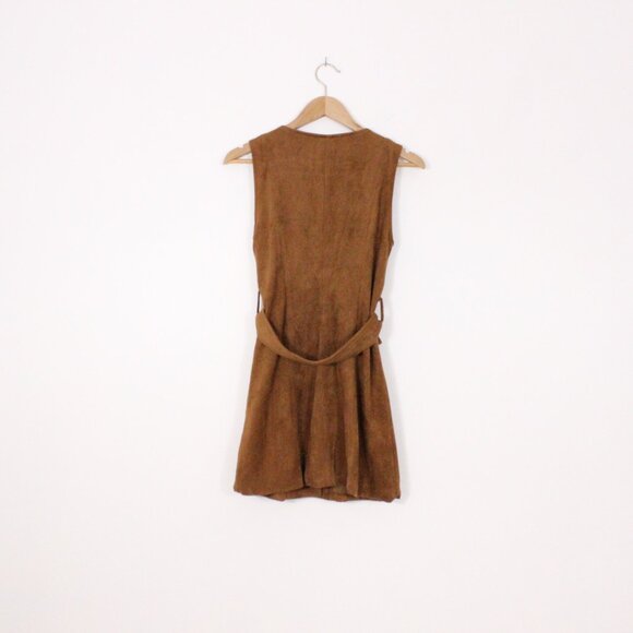 *Evie Faux Suede Sleeveless Button Up Mini Dress - Picture 6 of 6